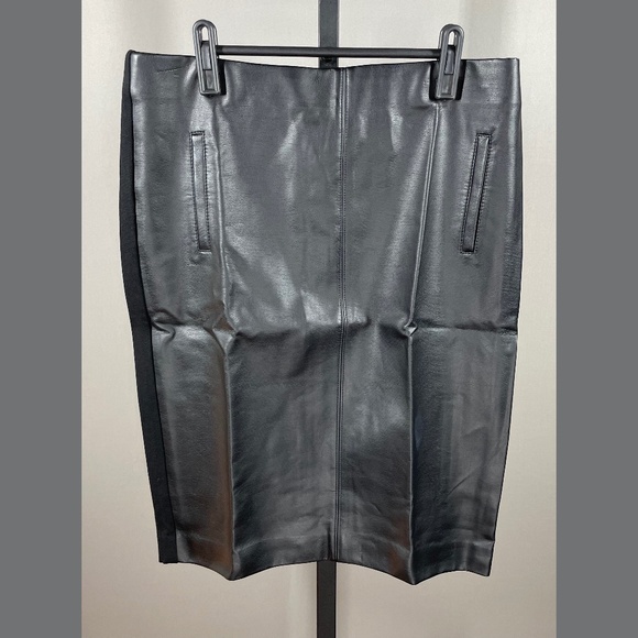 Chico's Dresses & Skirts - NEW Chicos Skirt Womens XS black faux leather pencil straight preppy moto